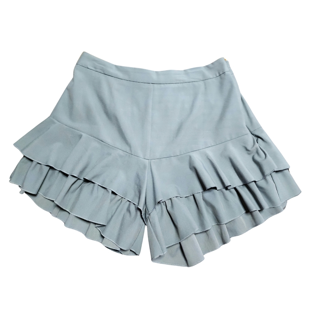 Grace Karin Ruffle Shorts Skort With Side Zip Blue/Green Size XXL